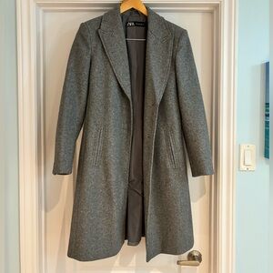 Zara Women’s Grey Wool Coat - Medium